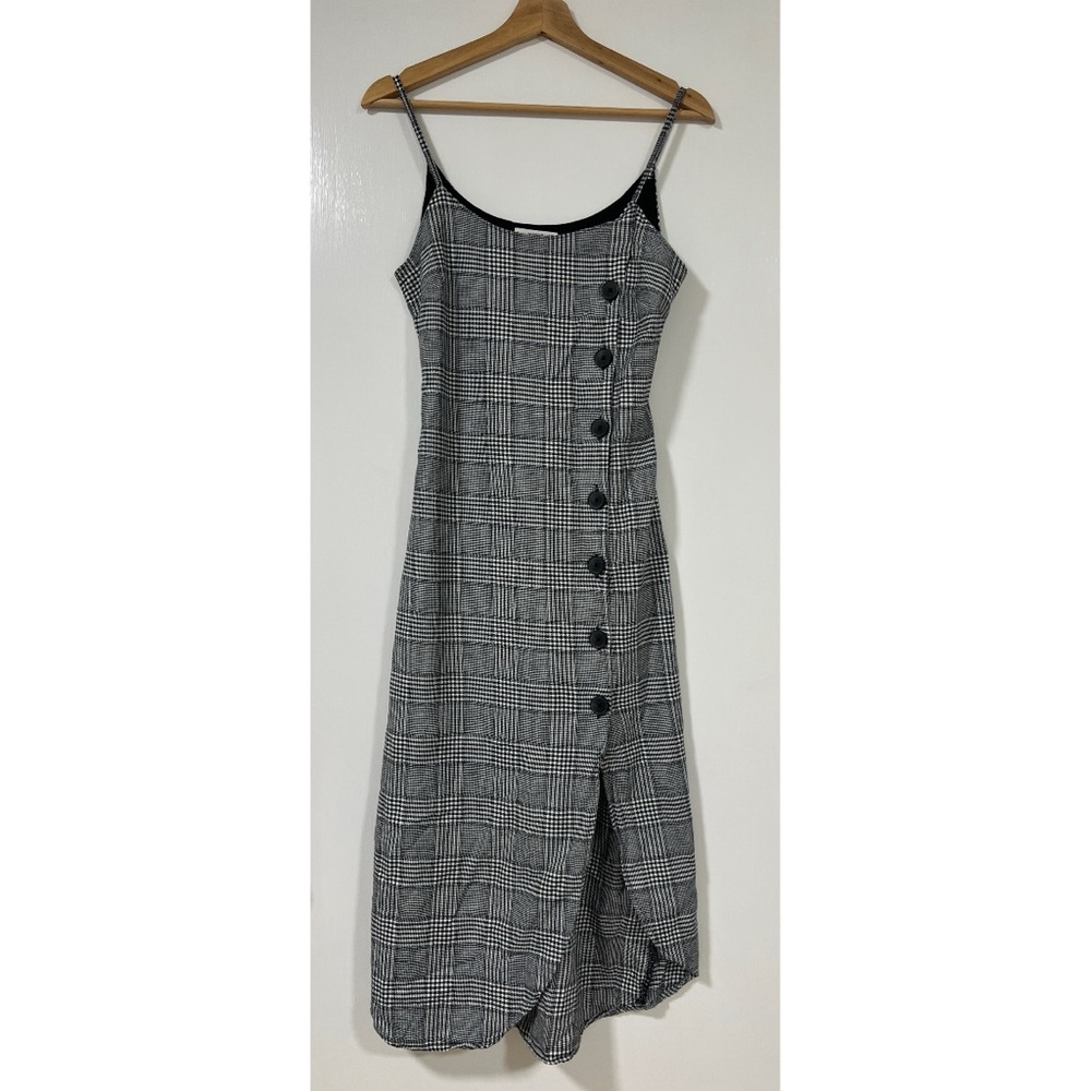 Mango MNG Grey Check Plaid Midi Dress XXS (fits XS)